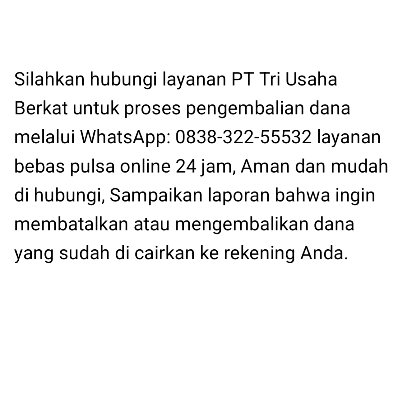Berikut Cara Mengembalikan Dana Transferan dari PT Tri Usaha Berkat
